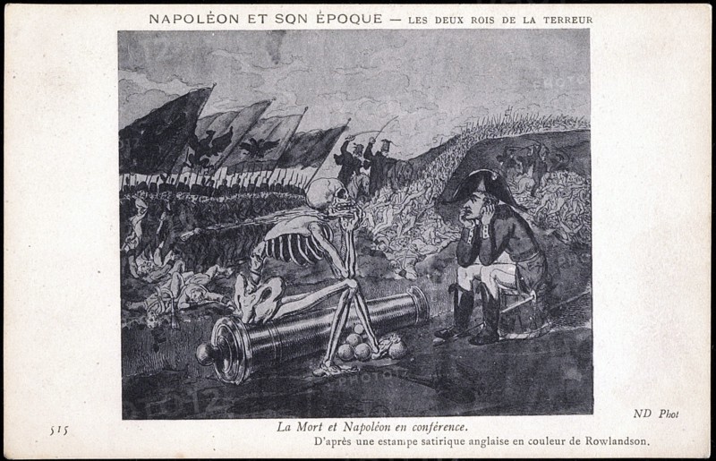 La mort et Napoléon 1er en conférence : estampe satirique anglaise.