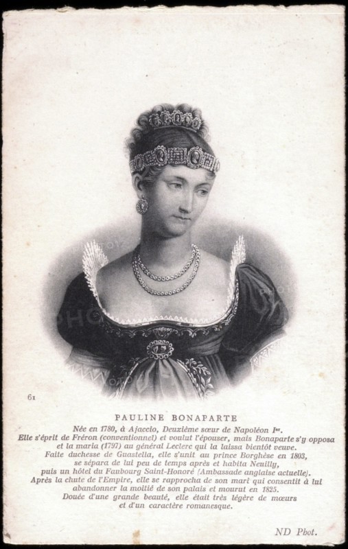 Portrait de Pauline Bonaparte, soeur de Napoléon 1er.