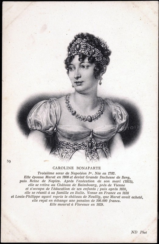 Portrait de Caroline Bonaparte, soeur de Napoléon 1er.