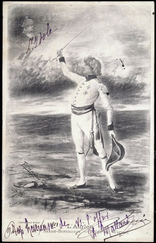 Sarah Bernhardt jouant Napoléon II dans "l'Aiglon".