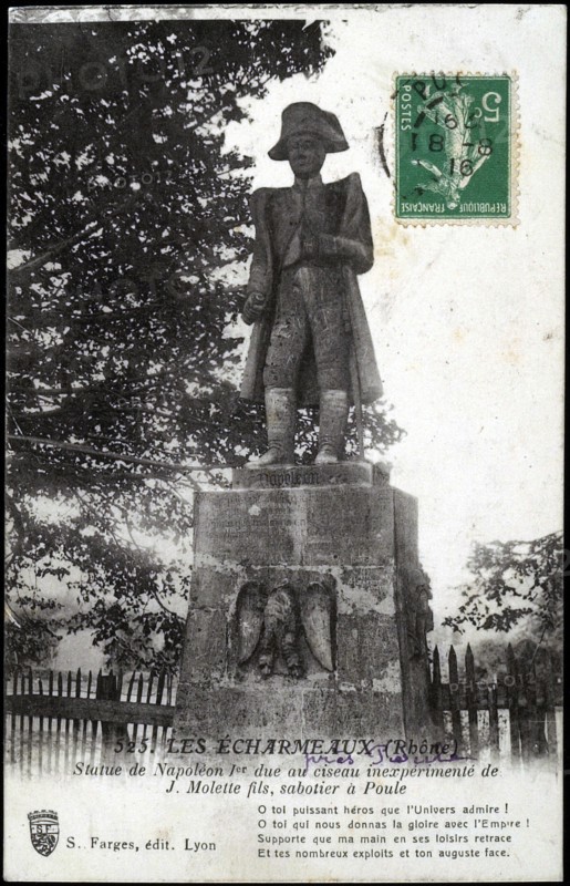 Statue of Napoleon I at the Echarmeaux (Rhône).