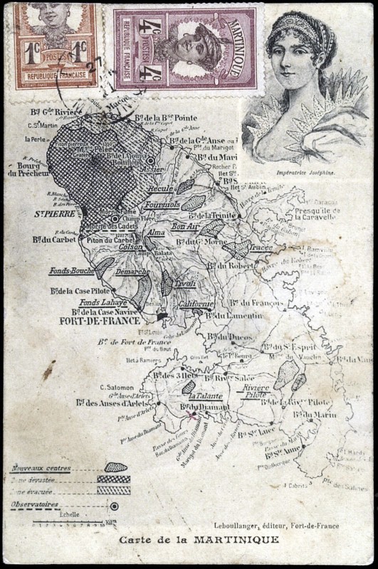 Map of Martinique where Empress Joséphine was born.