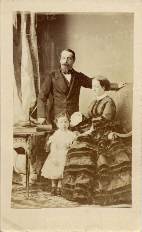 Napoléon III, l'Impératrice Eugénie et leur fils Louis Napoléon Eugène Jean Joseph Bonaparte