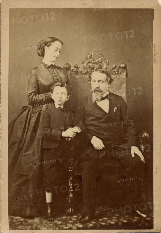 Napoléon III, l'Impératrice Eugénie et leur fils Louis Napoléon Eugène Jean Joseph Bonaparte