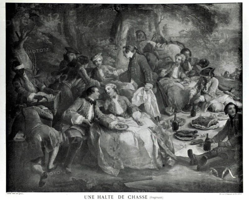 Gravure de Carle Van Loo, Une halte de chasse
