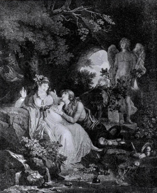 Engraving by Schall, Pleasure of the hymen