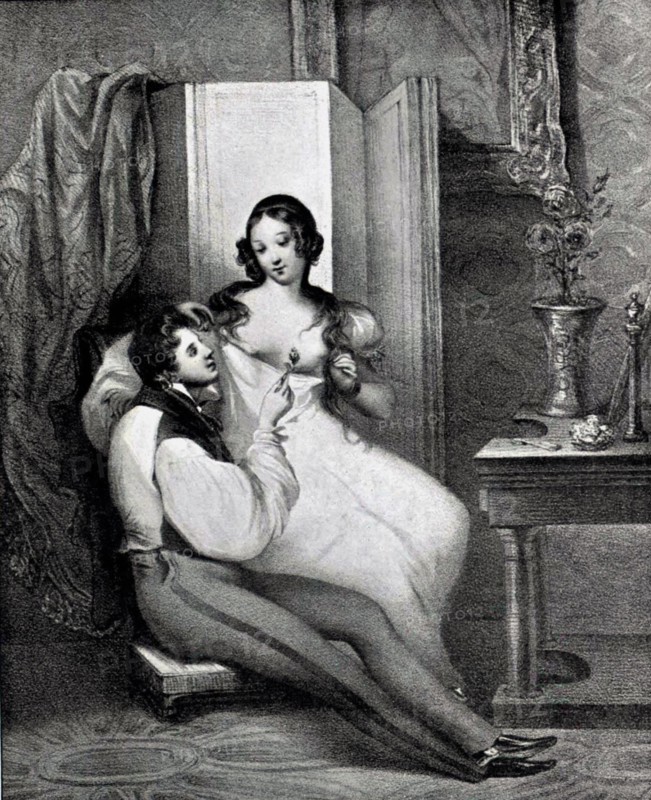 Engraving by Octave Tassaert, Intimate scene