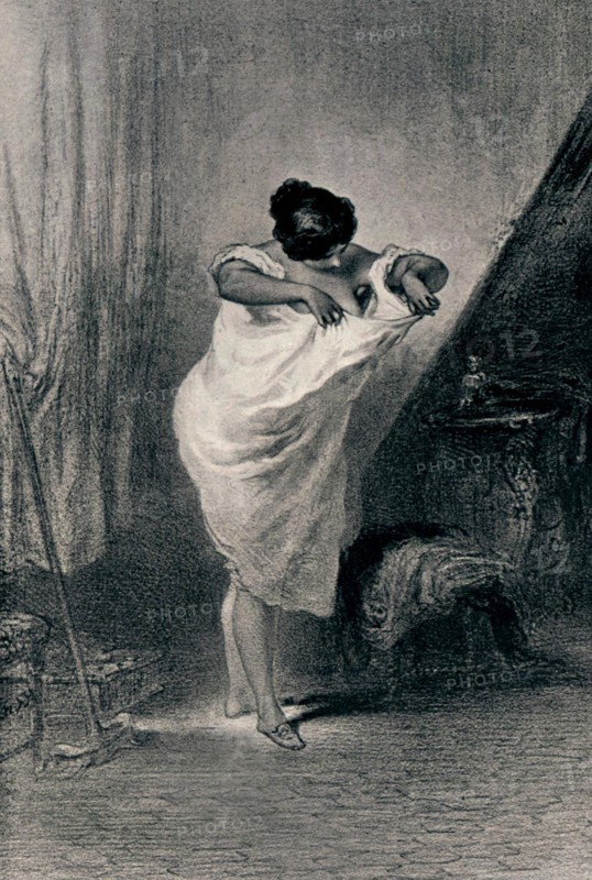 Engraving by Gavarni, Looking for the Unknown