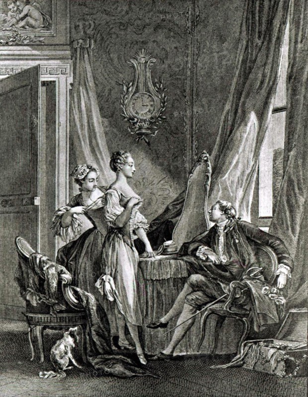 Engraving by Baudoin, Intimate scene