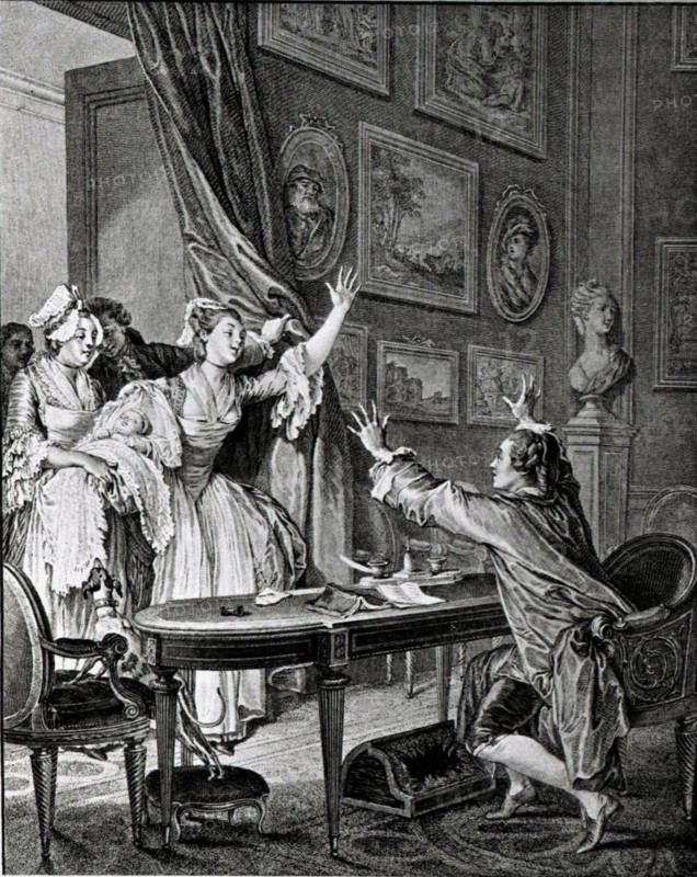 Engraving by Jean Moreau, called Moreau the Younger, Typical scene