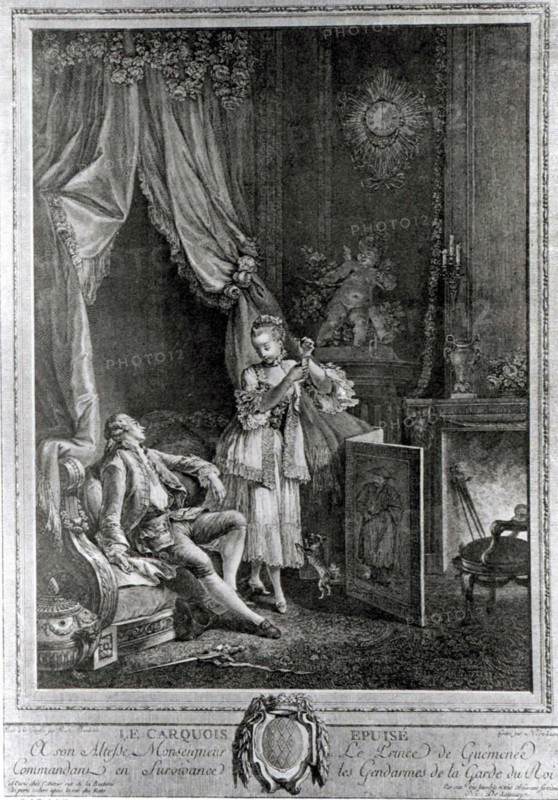 Engraving by Baudouin, Love scene