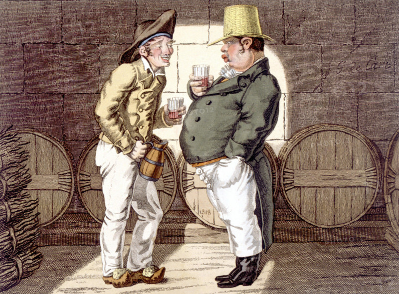 Caricature d'ivrognes, illustrations de la fin du XIXe siècle