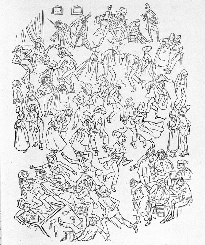 Une salle de bal dans un village, illustration de Gustave Doré