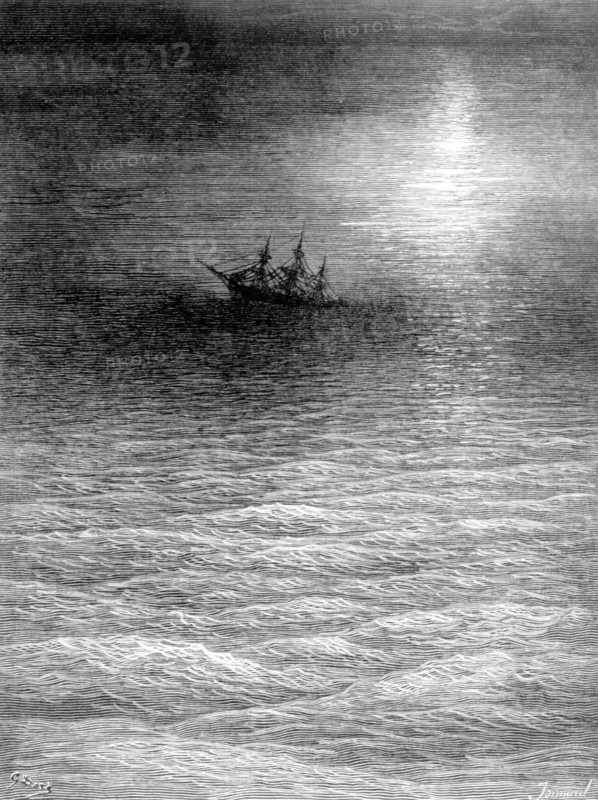 Scene from "The Song of the Ancient Mariner", illustration by Gustave Doré