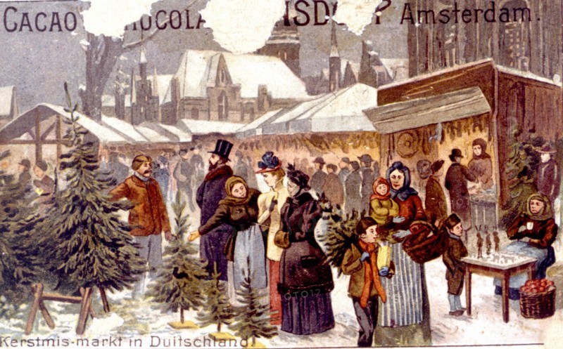 Allemagne, marché de Noël à la fin de la fin du XIXe siècle, illustration