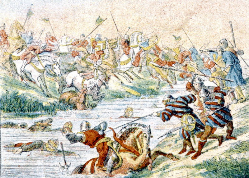 Belgium, illustrations of the battle of Courtrai (14th century)