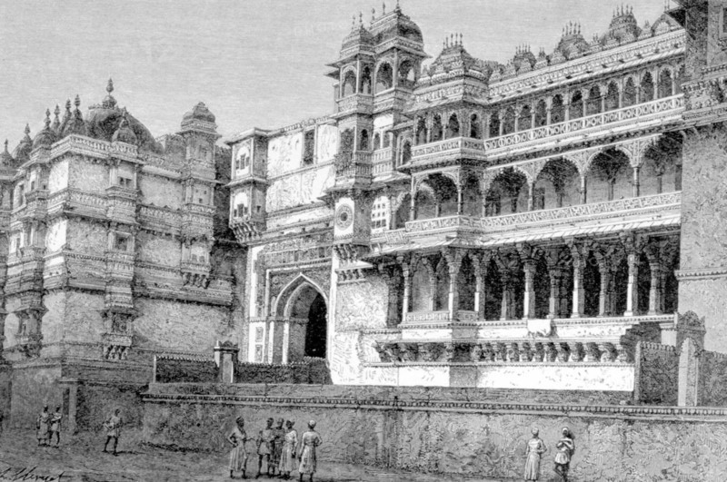 Court of the Maharana palace in Oudeypour