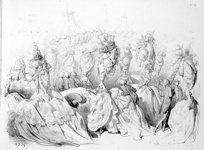 Edifice hairdos under Louis XVI, illustration