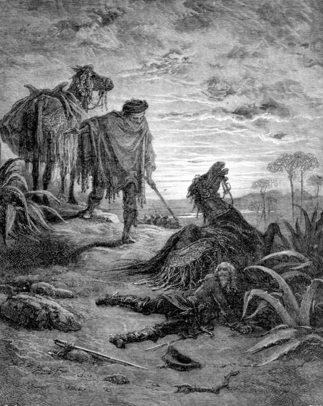 Les deux mulets, fables de La Fontaine, illustration de Gustave Doré