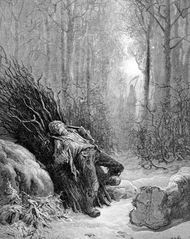 La mort et le bucheron, fables de La Fontaine, illustration de Gustave Doré