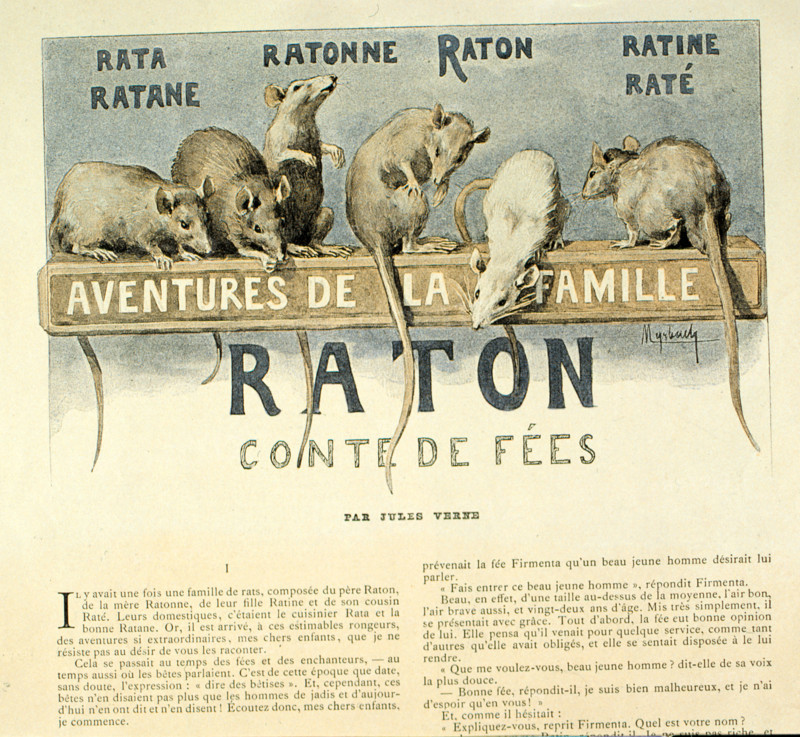 The Adventures of Mr. Rat and his Family, short story by  Jules Verne, illustration by Myrbach