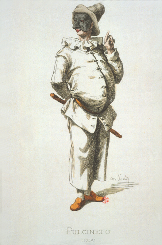 Masks and jesters: Pulcinelo by Maurice SAND