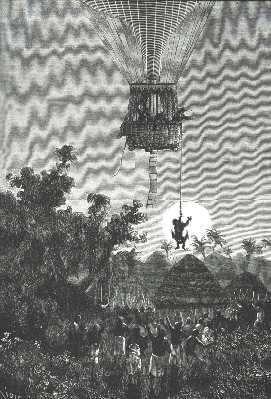 Cinq semaines en ballon, illustration de Riou