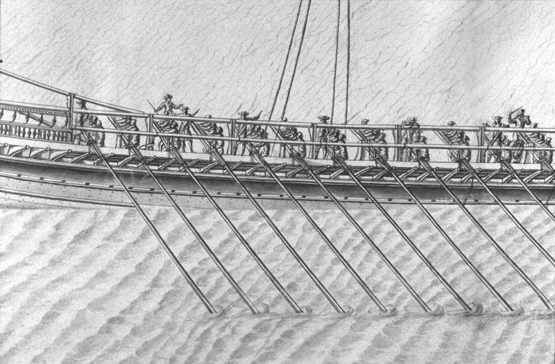 Description géométrique de toutes les pièces qui entrent dans la construction d'une galère, gravure de Debenat