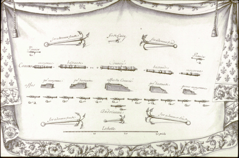 Description géométrique de toutes les pièces qui entrent dans la construction d'une galère, gravure de Debenat