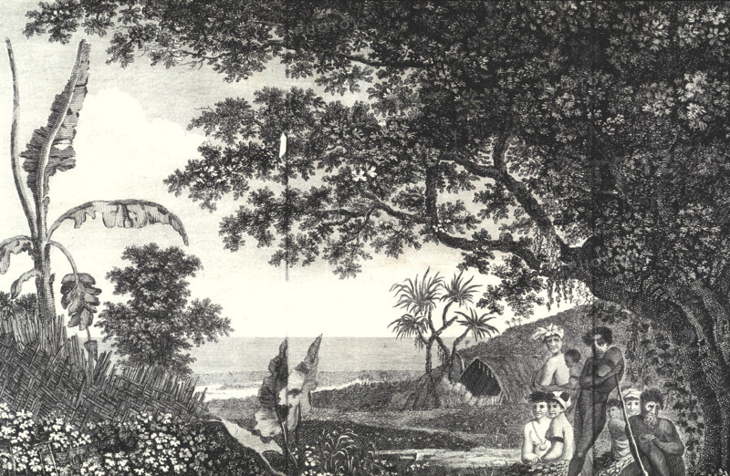Travels of James COOK, funeral ceremony, engraving by William Hodges