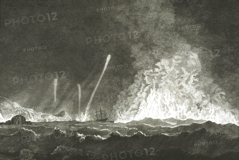 Journey of James COOK, seascape, engraving by William Hodges