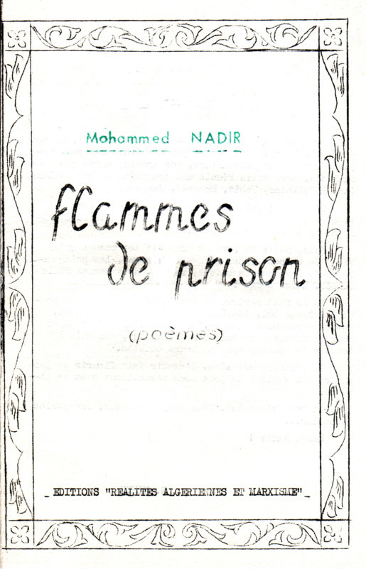Plaquette de poèmes de Mohamed Nadir