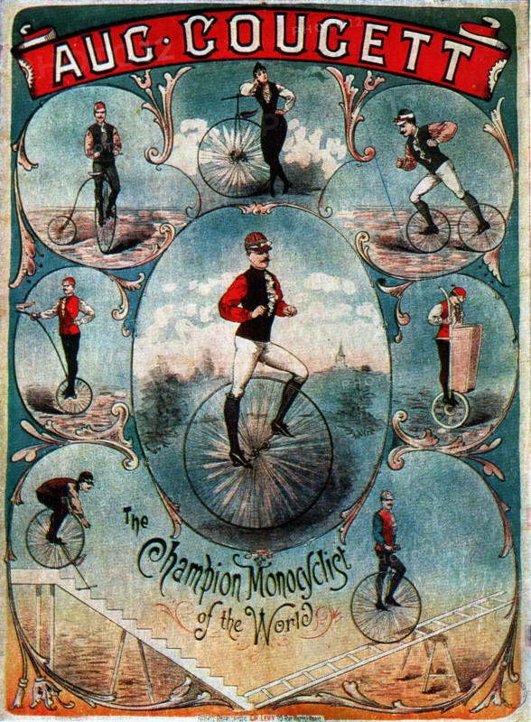 Affiche publicitaire, "Le champion monocycliste du monde"
