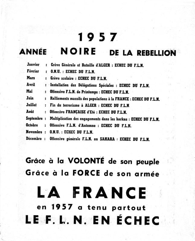Propaganda tract against the F.L.N.: "1957  the F.L.N.