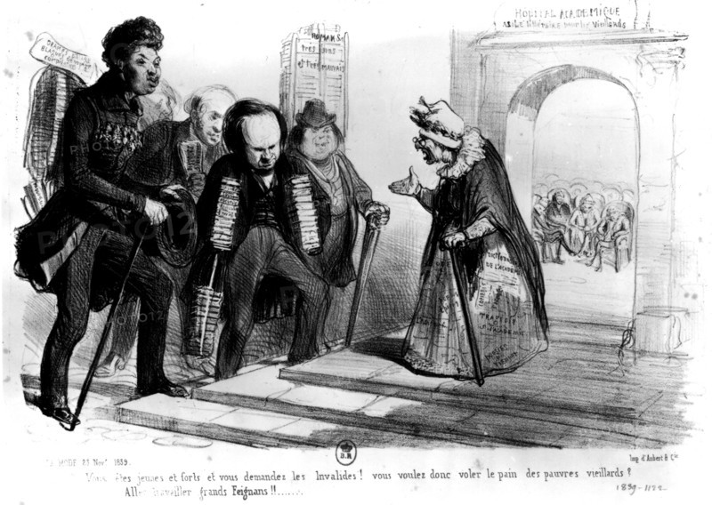 Caricature au moment de l'entrée à l'Académie française de Victor Hugo