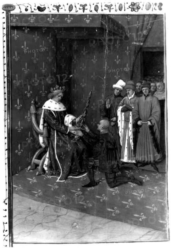 Charles V le Sage remet l'épée de connétable à Bertrand Du Guesclin