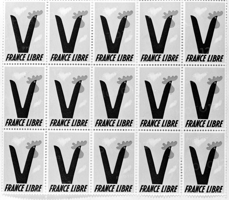 Timbre émis après la libération de la France, "France libre"