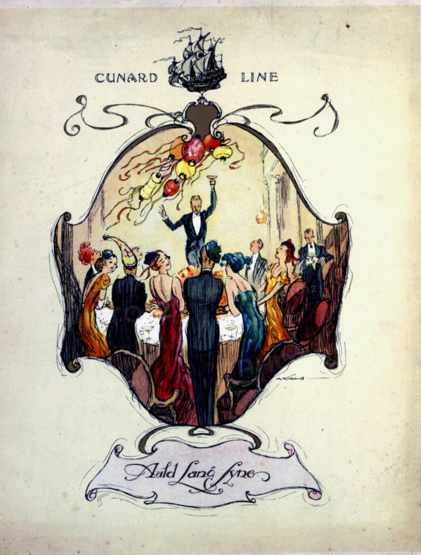 Menu for the "Cunard Line" navigation company