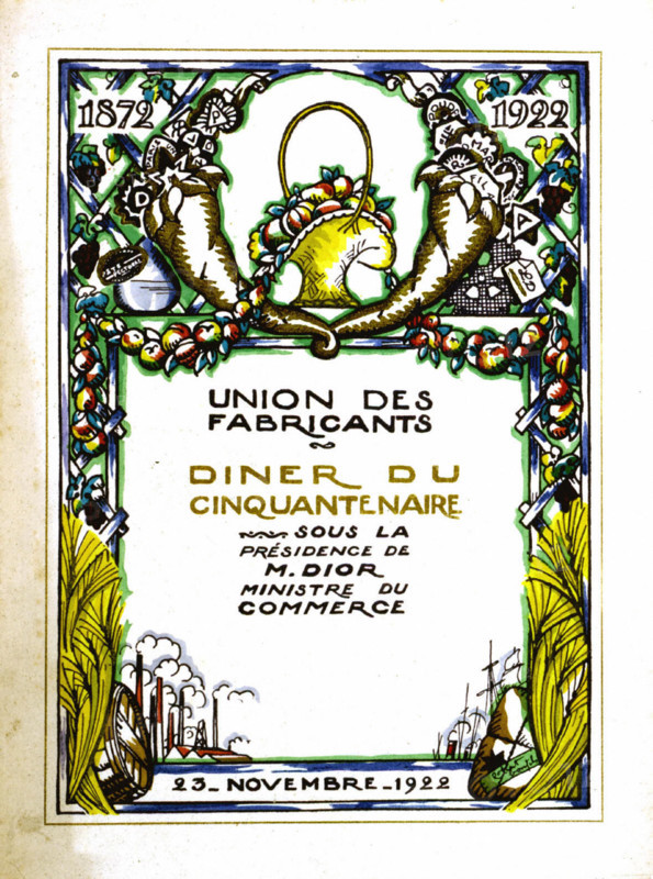 Menu for a banquet of the Manufacturer's association