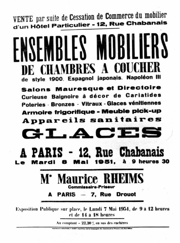 Affiche pour une vente aux enchères de mobilier