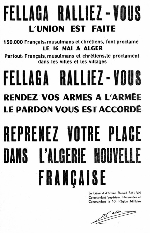Tract appealing to the fellaghas to surrender to the French army - Front