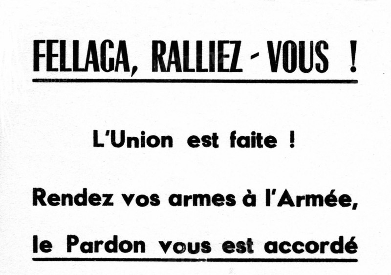 Tract appellant les fellaghas à faire reddition et à se rendre à l'armée française