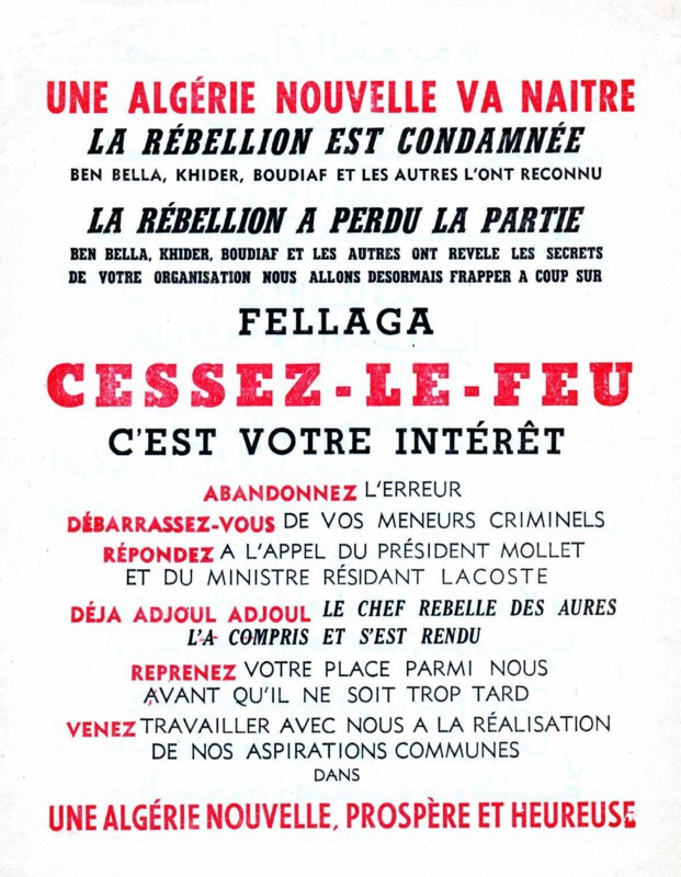 Tract appealing to the fellaghas to surrender to the rench army -