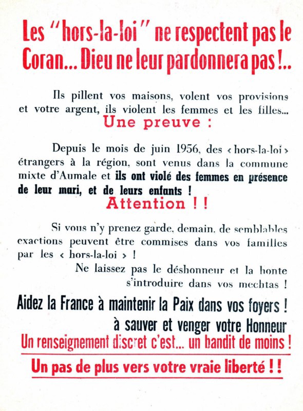 Tract de propagande contre le F.L.N.