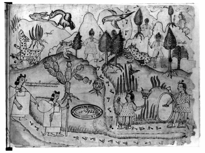 The Aztecs crossing mountainous regions