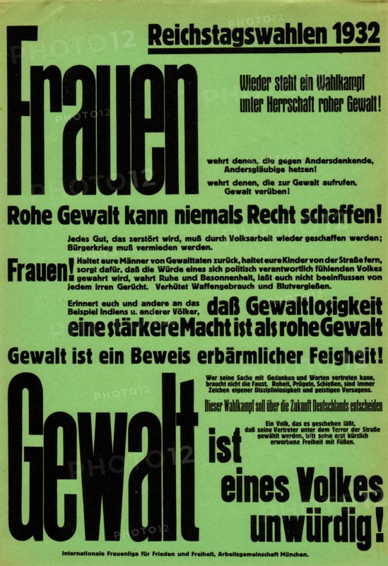 Affiche de propagande de la Ligue internationale des femmes pour la paix et la Liberté