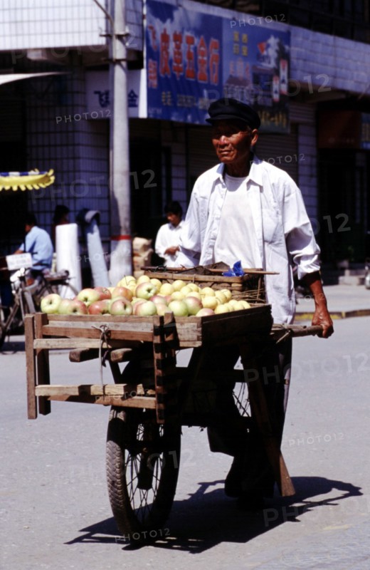A man pushing the wheelbarrow