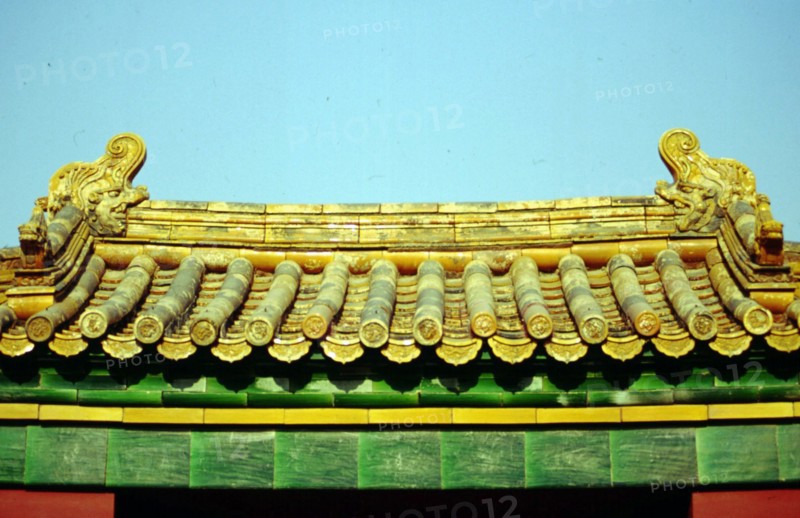 La Cité Interdite (le Palais impérial des dynasties Ming et Qing), motifs représentant des dragons sur le toit