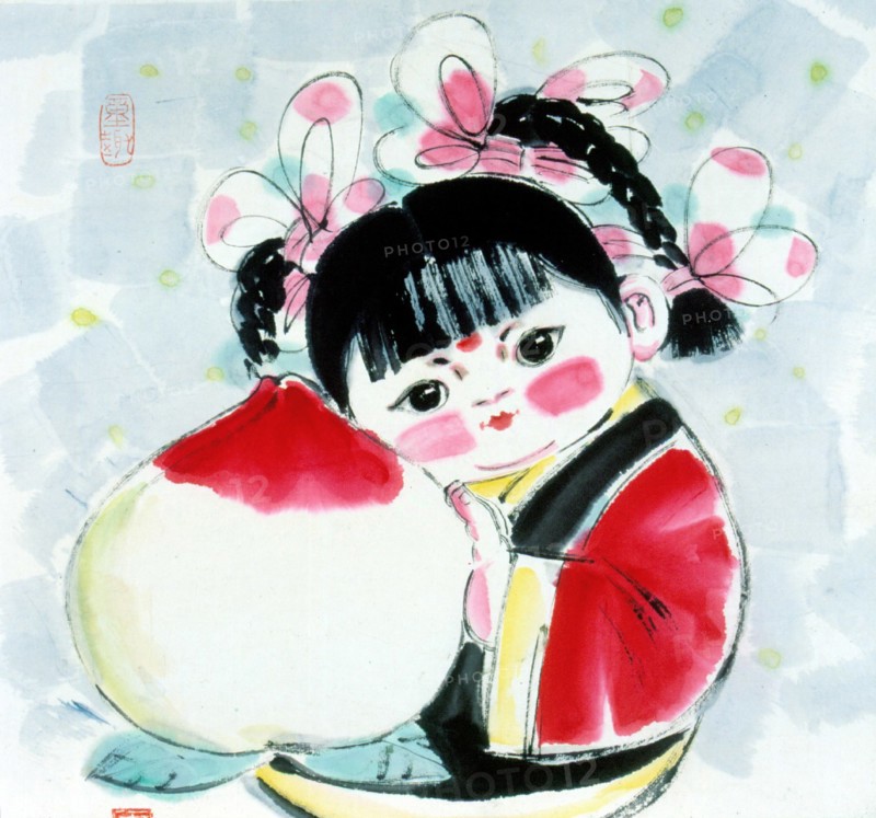 Peinture chinoise représentant un enfant