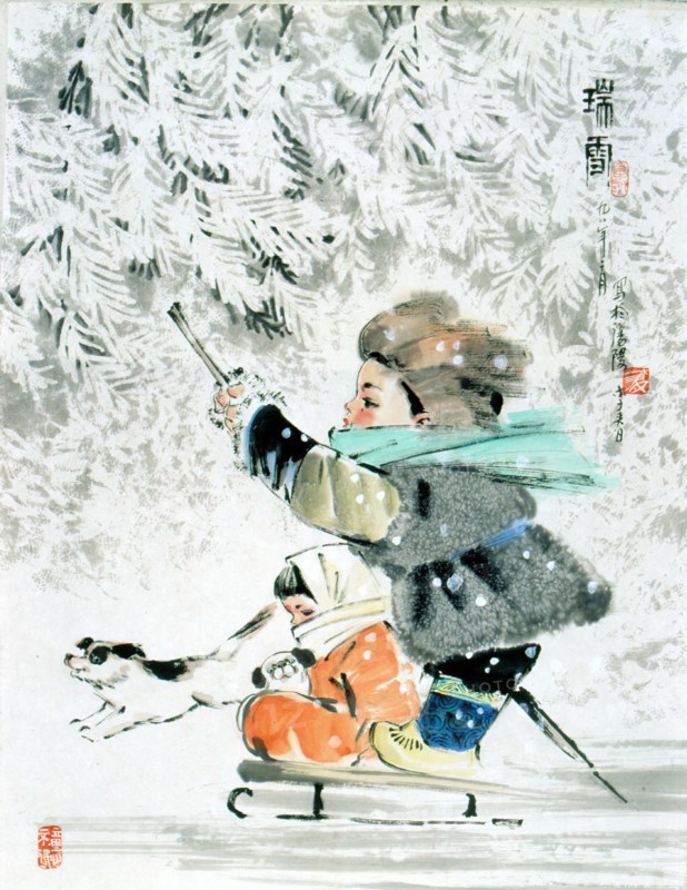 Peinture chinoise représentant un enfant